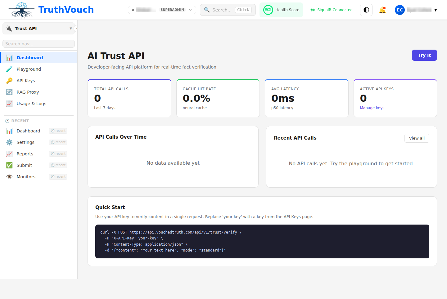 Trust API Dashboard